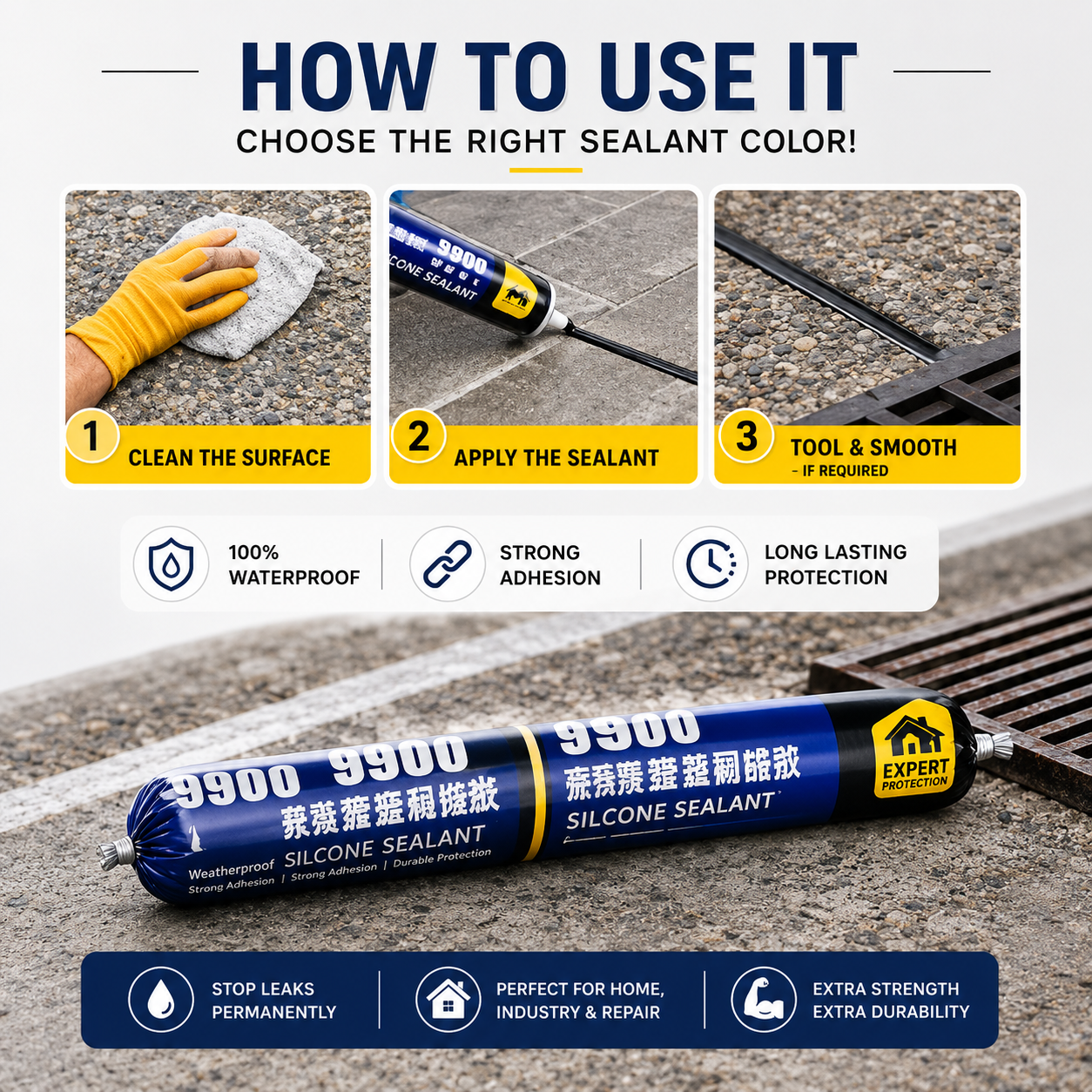 Waterproof Silicone Sealant for Roof & Leak Repair