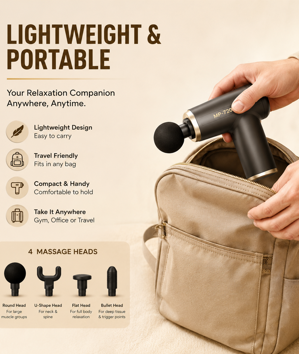 Deep Tissue Massage Gun | Rechargeable Full Body Massager