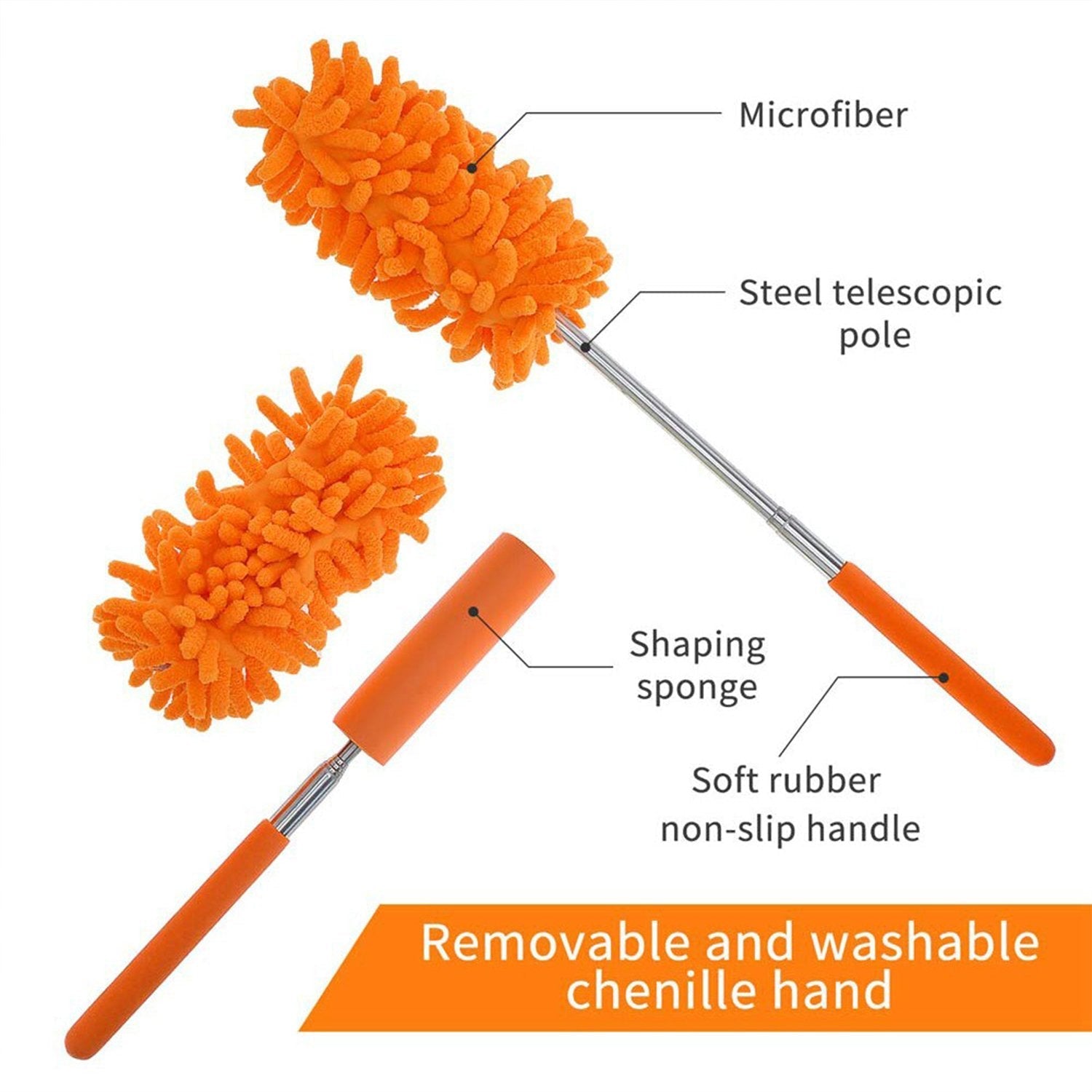 Multipurpose Microfiber Fan Cleaning Duster with Long Handle