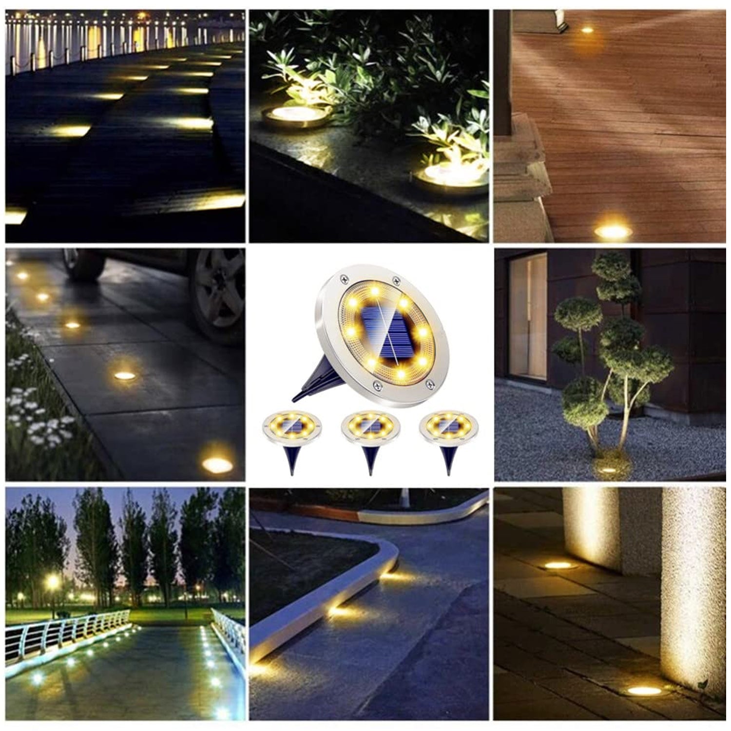 Solar Powered LED Garden Lights - 4 Pack Outdoor Waterproof