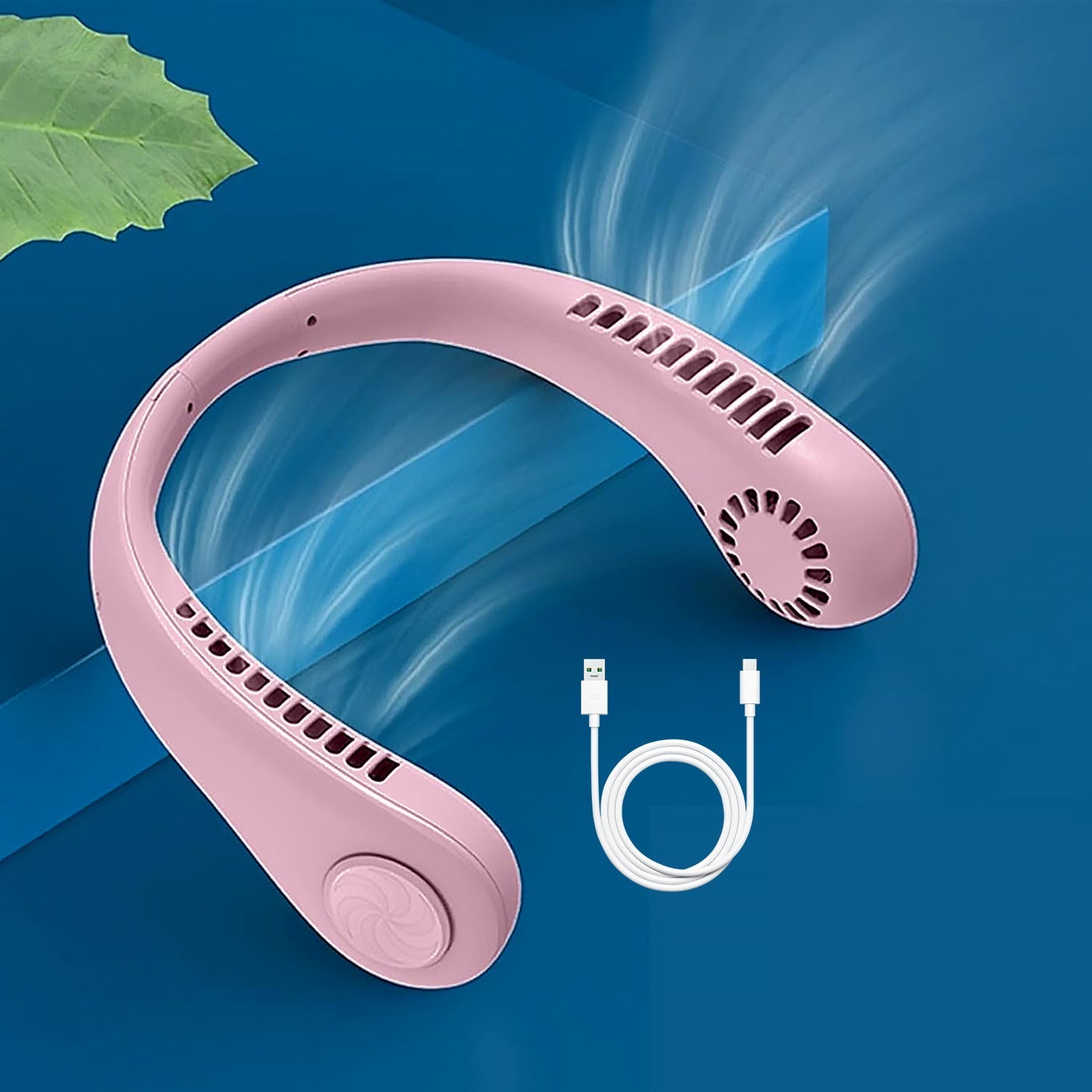 Portable Bladeless Neck Fan - Hands-Free, USB Rechargeable 360° Cooling