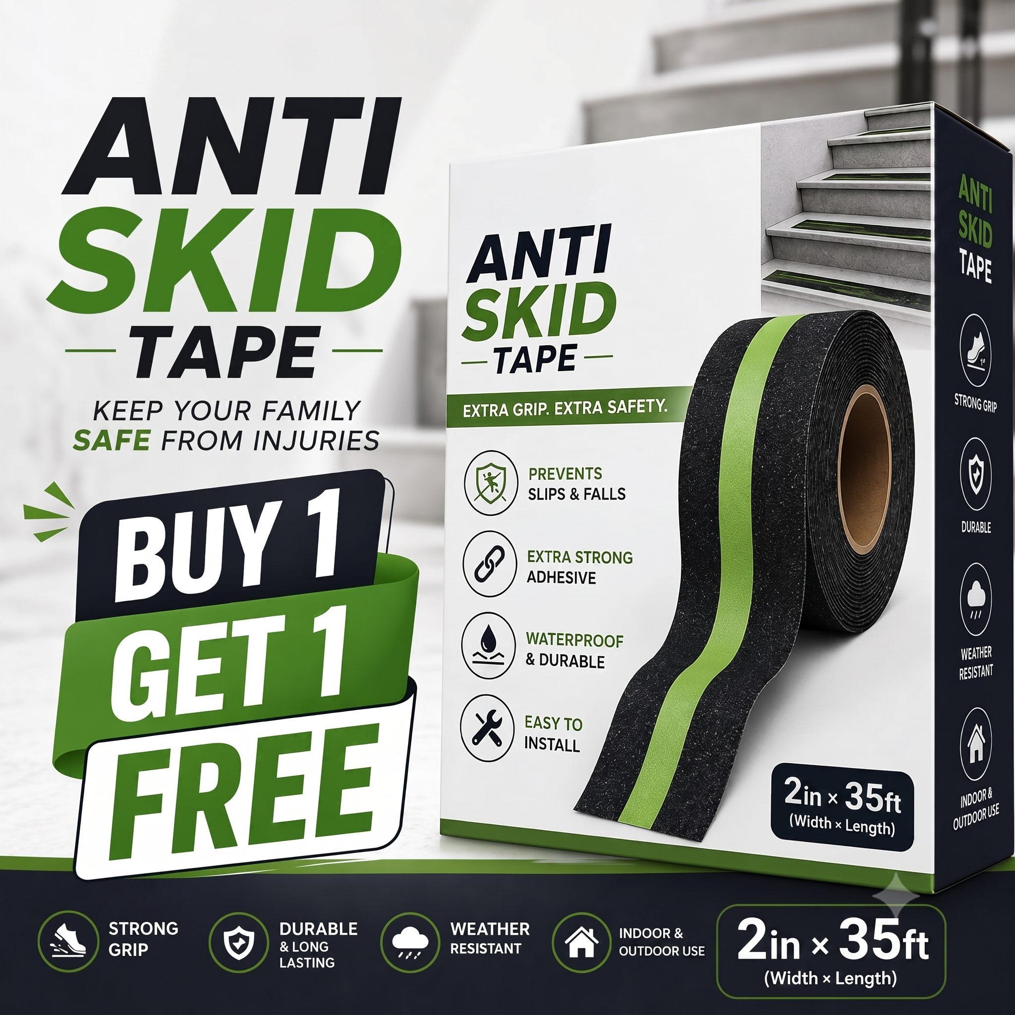 Anti Skid Tape Glow In The Dark | 🔥BUY 1 GET 1 FREE🔥