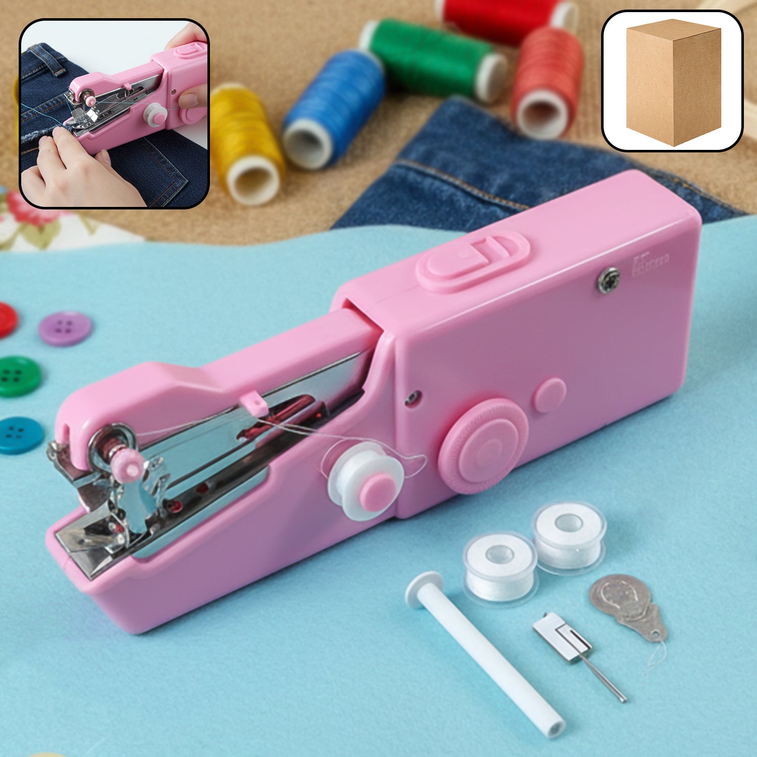 Portable Handheld Sewing Machine Kit for Quick Repairs & Travel