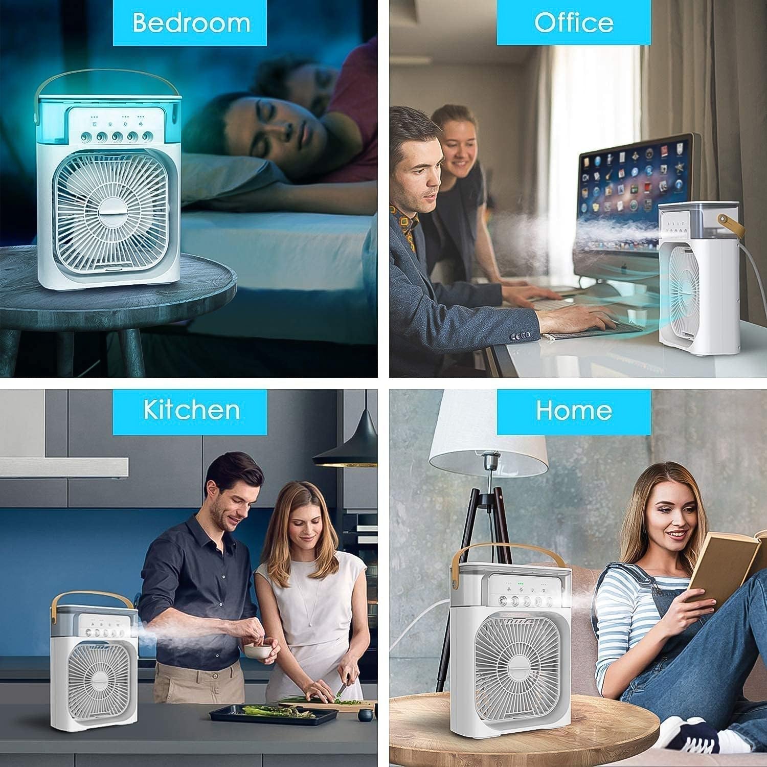 Portable Mini Air Conditioner Fan with 7-Color LED Light