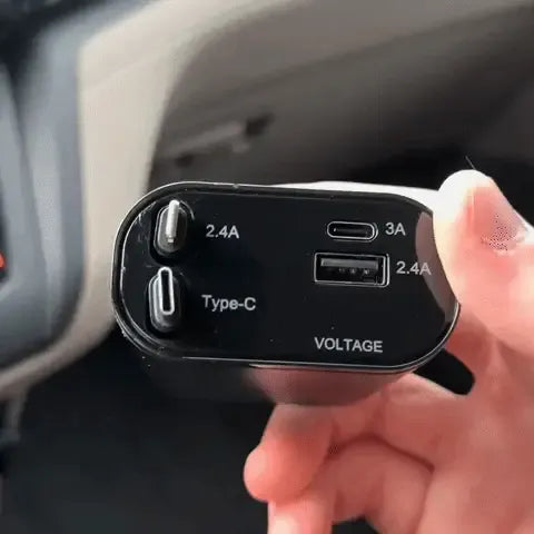 120W 4-in-1 Retractable Fast Car Charger | Type-C & iPhone Compatible