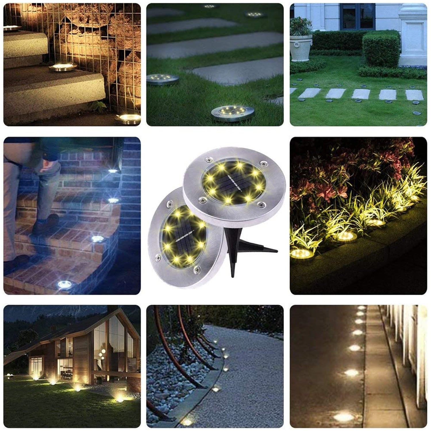 Solar Powered LED Garden Lights - 4 Pack Outdoor Waterproof