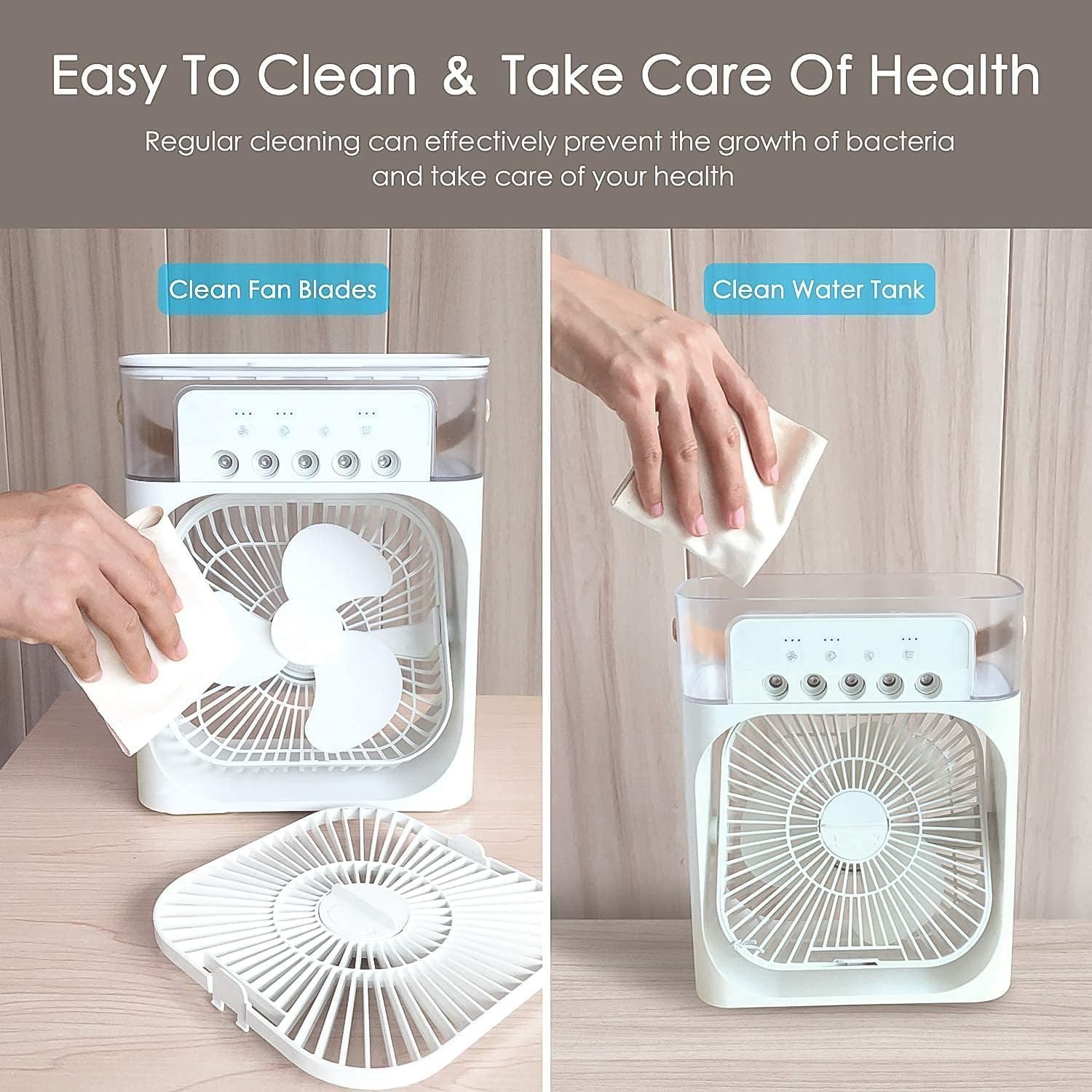 Portable Mini Air Conditioner Fan with 7-Color LED Light