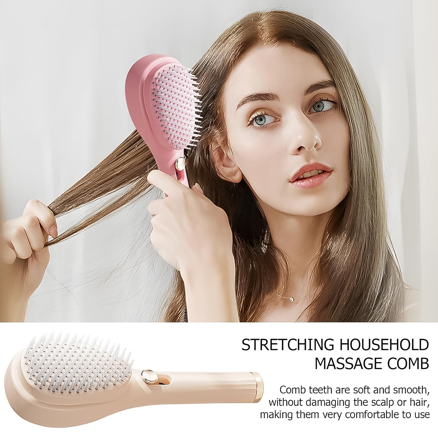 Self-Cleaning Anti-Static Massage Hair Comb - Detangling & Scalp Massager